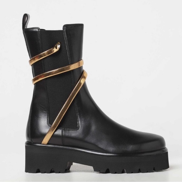 Brand new With box Rene Caovilla Leather Ankle Boots with Gold Accents